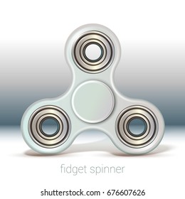 Illustration of Realistic Vector Fidget Spinner Toy Isolated.White plastic spinner toy. Background element.