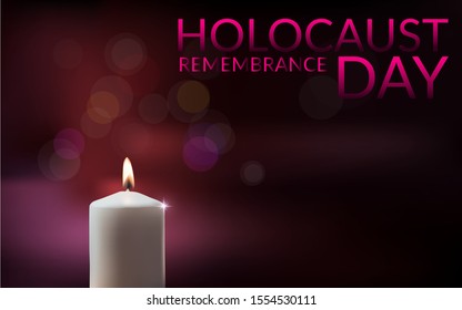 illustration realistic vector Holocaust Remembrance Day, on January 27 with candles background