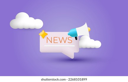 illustration realistic vector icon concept news update webpage information about 3d creative isolated on background.Realistic vector illustration.