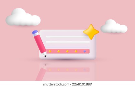 illustration realistic vector icon customer review service user experience 3d creative isolated on background.Realistic vector illustration.