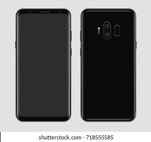 Illustration Realistic Vector Mock up Smart phone no Edge Black color with Blank Screen