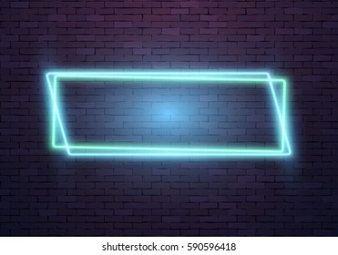 Illustration of Realistic Vector Neon Frame Icon. Vintage Neon Sign. Bar Advertising Retro Glowing Neon Frame Template