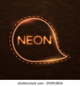 Illustration of Realistic Vector Neon Frame Icon. Vintage Neon Sign. Bar Advertising Retro Glowing Neon Frame Template