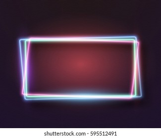 Illustration of Realistic Vector Neon Frame Icon. Vintage Neon Sign. Bar Advertising Retro Glowing Neon Frame Template
