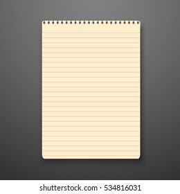 Illustration of Realistic Vector Notepad Office Equipment. Paper Notepad Isolated on Dark Background