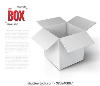 Illustration of Realistic Vector Open Package Box. Vector Paper Open Box Isolated on White Background