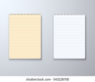 Illustration of Realistic Vector Paper Notepad Notebook Set. Office Equipment, School Supply Template