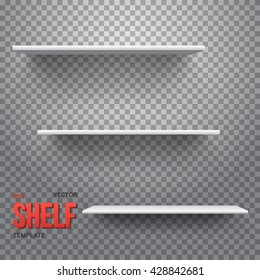 Illustration of Realistic Vector Shelf. Vector Shelf on Wall. Realistic Shelf on Transparent Background