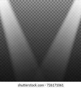 Illustration of Realistic Vector Stage Light Effect. Transparent Bright Glowing Concert Spotlight