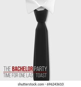 Illustration of Realistic Vector White Shirt. The Bachelor Party Invitation Template. Vector Mens Shirt with Black Tie