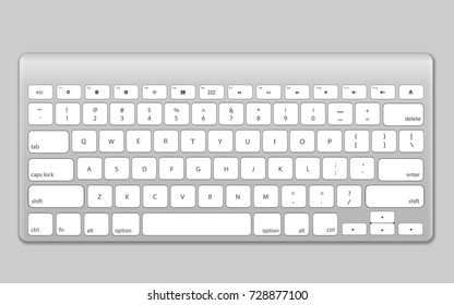 Illustration Realistic Vector Wireless Modern Keyboard Chrome Silver 