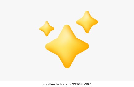 illustration realistic yellow star sparkling element rendering creative 3d isolated on background.Realistic vector illustration.