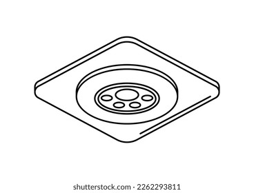 Illustration of recessed spot lighting. Electrical lighting equipment. Industrial or business image. Icon for website and shop.