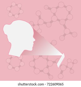 Illustration of recognition of female face by phone. Biometric verification and identification. New technologies. Protection of access to data.