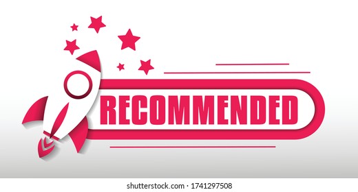 illustration of a recommendation vector ad sign with a rocket icon that continues to go up
