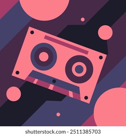 Ilustración de un disco con un diseño plano retro