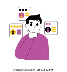 Ilustración de un reclutador considerando la solicitud de un solicitante