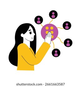 Ilustración de un reclutador seleccionando trabajadores