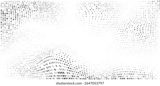 Illustration rectangle mesh halftone gradient texture. Vanishing polka dot vector abstract design