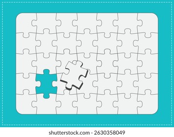 illustration of a rectangle shaped Jigsaw puzzle EPS Vector