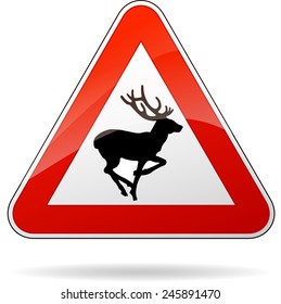illustration of rectangle warning sign for deer