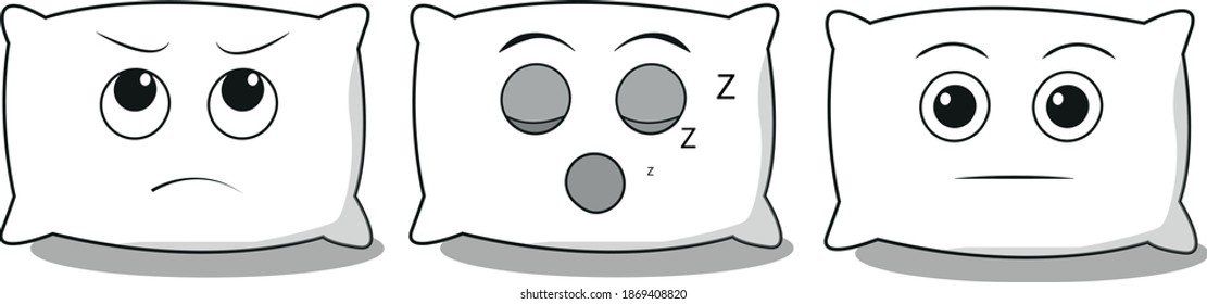 
Illustration of rectangular white pillows. Vector cartoon set of front view cushions isolated on white background, kawaii