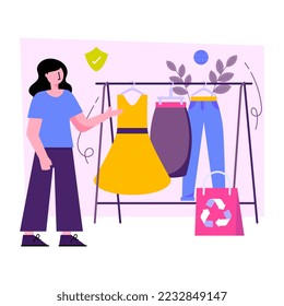 An illustration of recycle clothes, flat design 