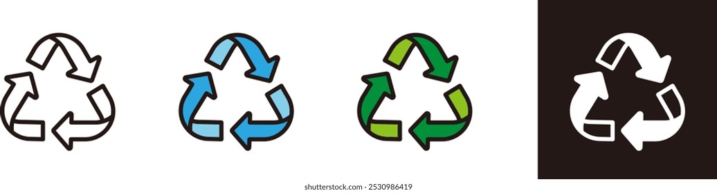 Illustration der Recyclingmarke. Pfeilsymbol. Dreieck.