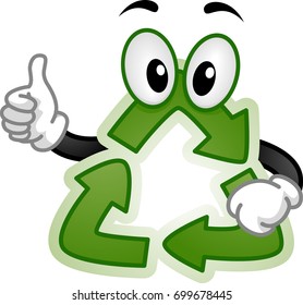 Illustration of a Recycle Sign Mascot Showing an Okay Sign