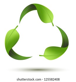 Illustration Of Recycle Symbol With Leaf On Isolated Background