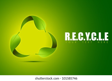 illustration of recycle symbol on green background