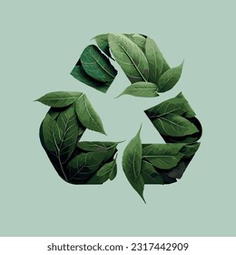 illustration of a recycle symbol on leaves