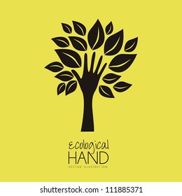 Illustration recycling, hand forming a tree with leaves, helping nature, vector illustration