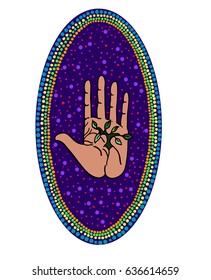 Illustration recycling, hand forming a tree with leaves, helping nature, vector illustration