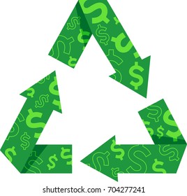 Illustration of a Recycling Symbol with Dollar Sign Pattern