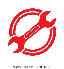 Illustration of a red adjustable spanner wrench tool icon