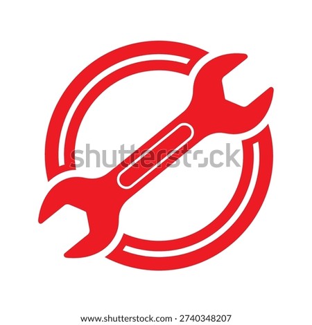 Illustration of a red adjustable spanner wrench tool icon