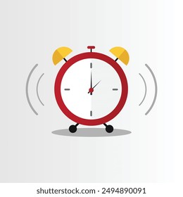Illustration of red alarm clock ringing professionally on white background