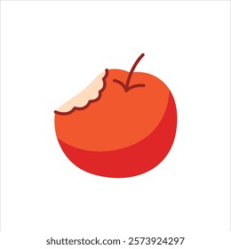 Illustration of Red Apple with Bite