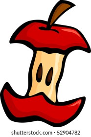 ilustración de un núcleo de manzana roja