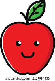 illustration of red apple in doodle style