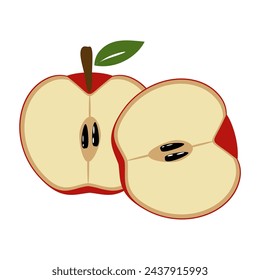Illustration of a red apple, fresh apple