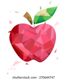 Illustration of a Red Apple with a Geometric Design