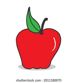 Illustration of a red apple with a green leaf. The vibrant colors and realistic details make this image perfect for promoting healthy eating and organic products. Whether you're creating a poster