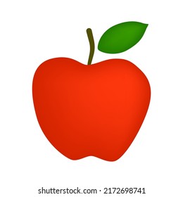 Ilustración de manzana roja con vector de estilo plano hoja.