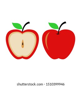 Illustration of red apple on a white background