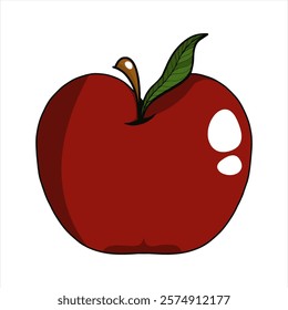 Illustration of a red apple on a white background. Can be used as a graphic design 