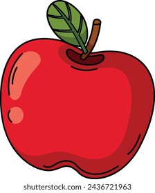 illustration of red apple outline white on background vector