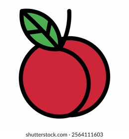 Illustration of red apple, ripe fruit