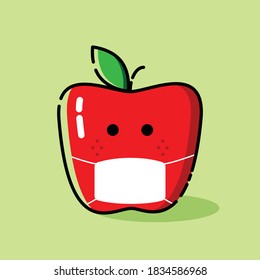 illustration of a red apple wearing a mask